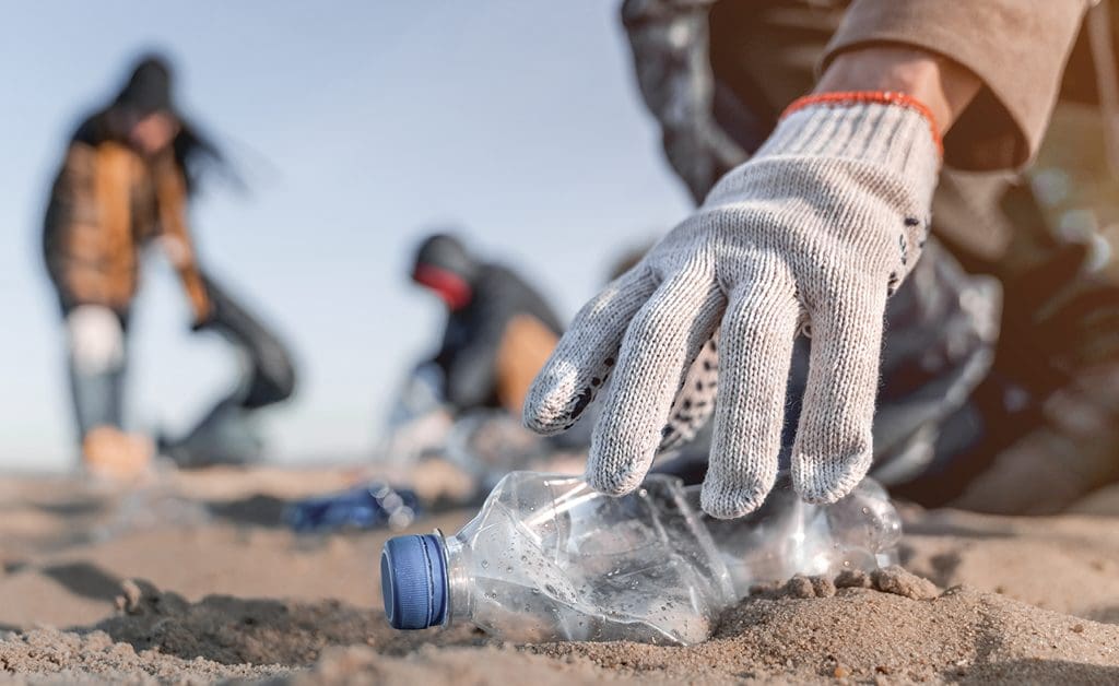 cleaning up beach