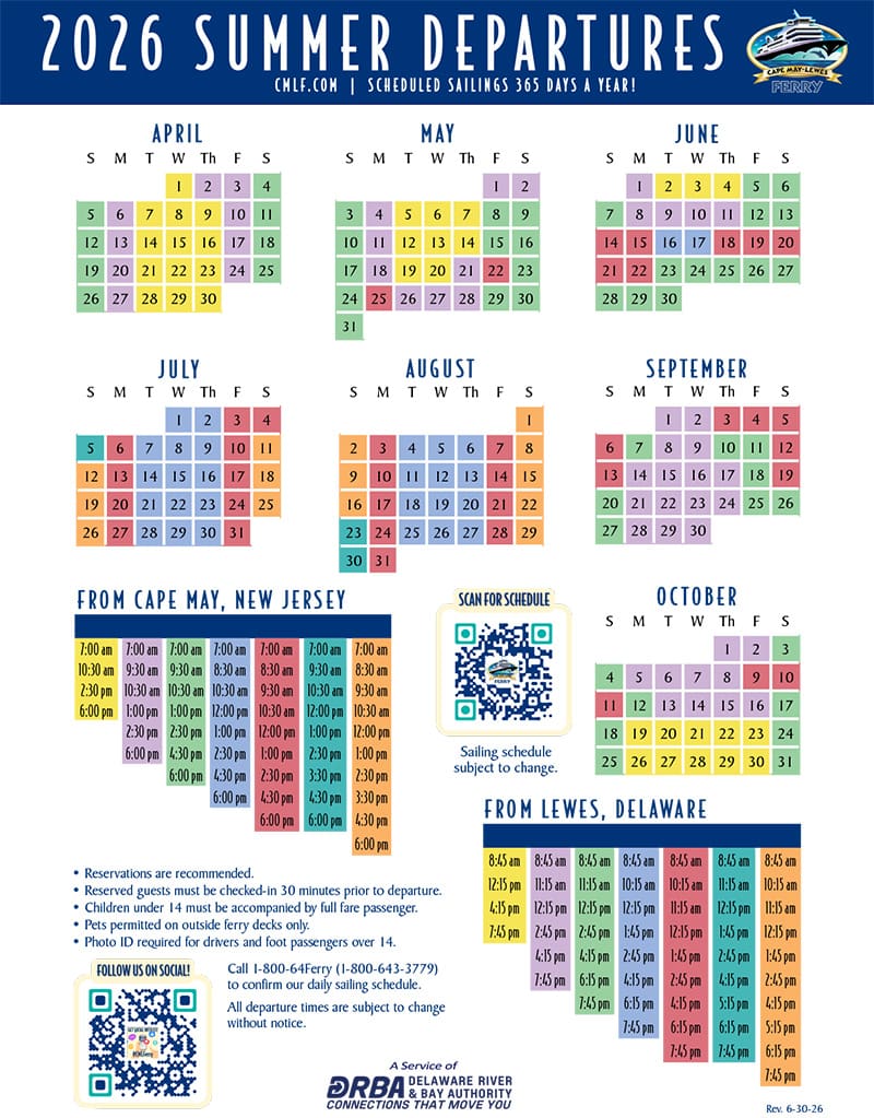 Cape May–Lewes Ferry schedule